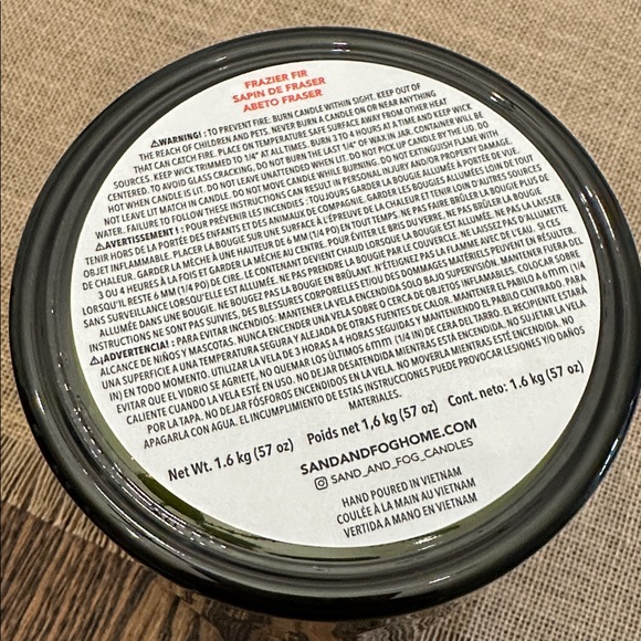 Sand and Fog Frazier Fir 57oz 3-wick Candle - Picture 5 of 5